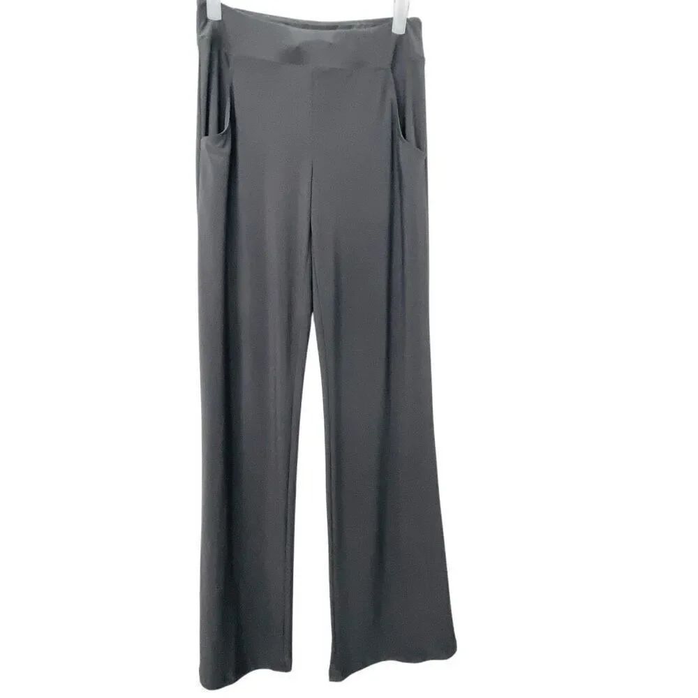 Joseph Ribkoff Elastic Waist Drapey Wide Leg Stretch Pull-on Pants Gray Small
